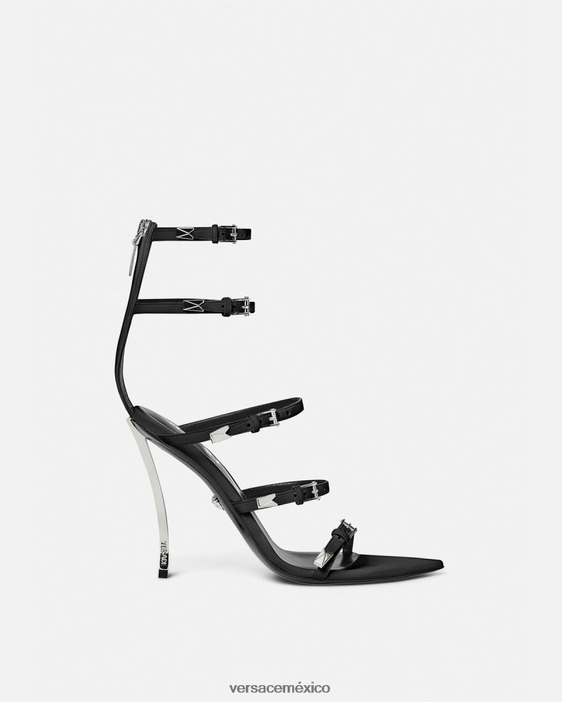 Versace sandalias con punta de alfiler negro zapato mujer 84626J387