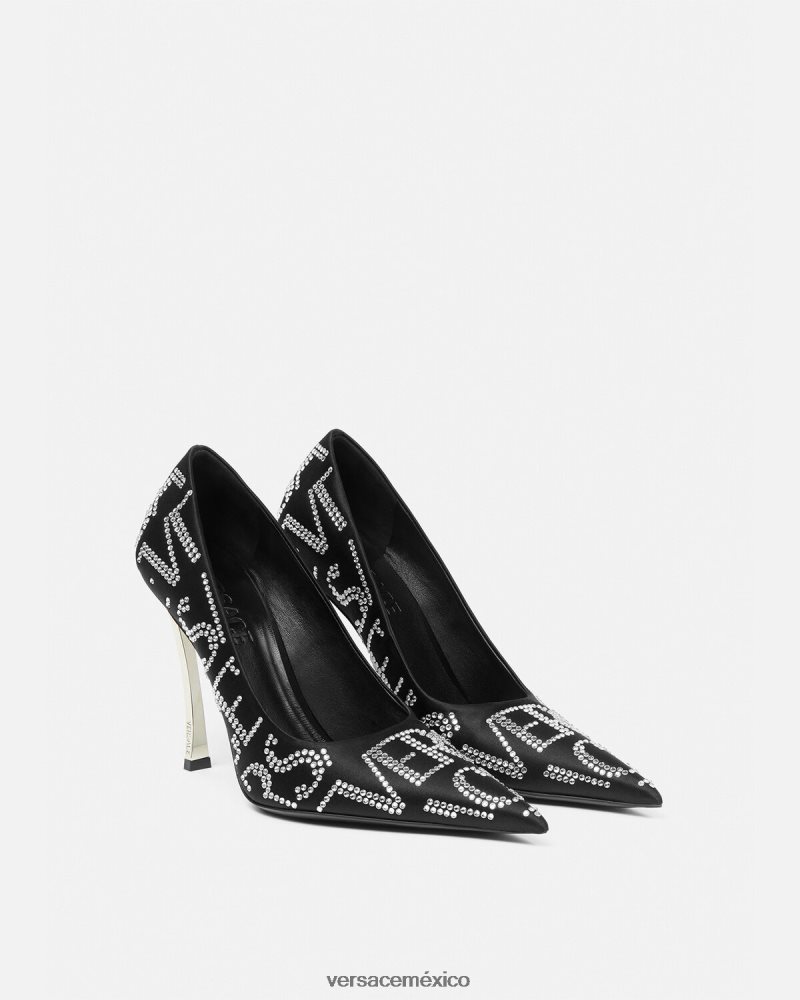 Versace zapatos de tacón con detalles en toda la prenda negro zapato mujer 84626J403