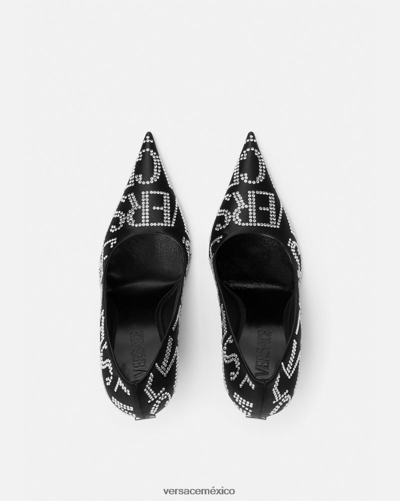 Versace zapatos de tacón con detalles en toda la prenda negro zapato mujer 84626J403