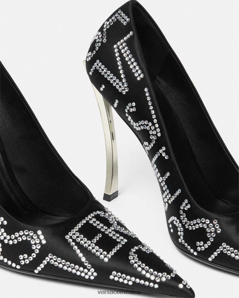 Versace zapatos de tacón con detalles en toda la prenda negro zapato mujer 84626J403
