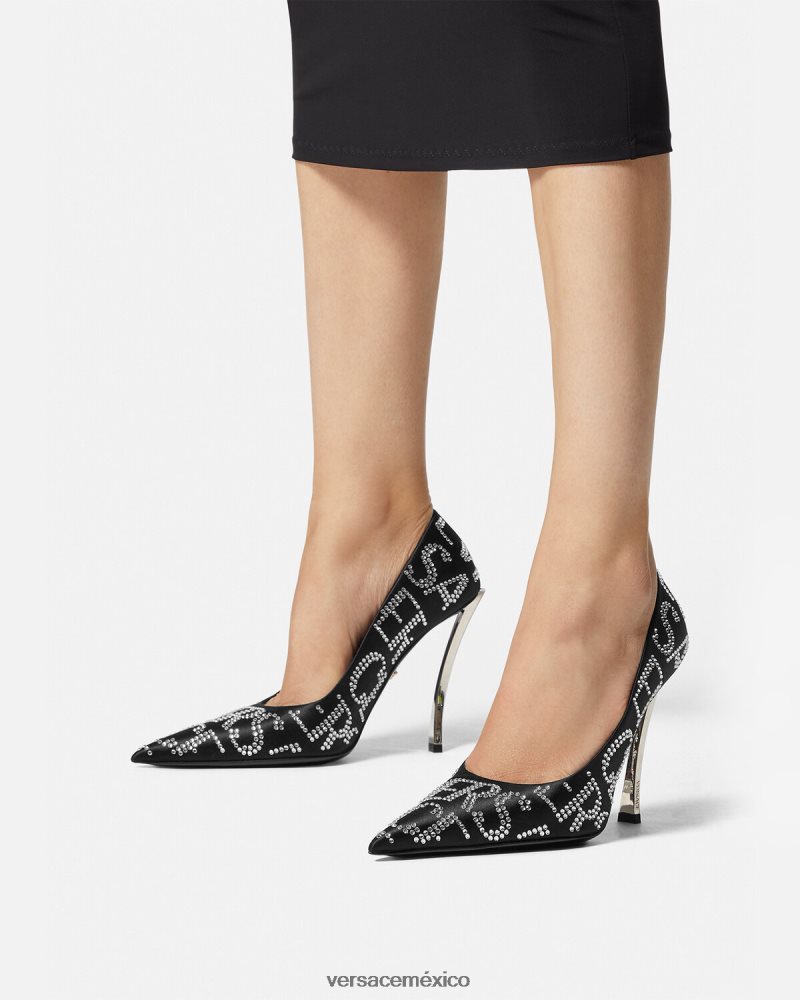 Versace zapatos de tacón con detalles en toda la prenda negro zapato mujer 84626J403