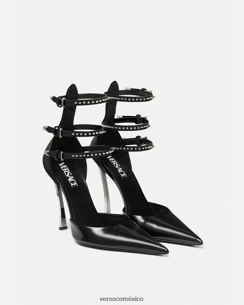 Versace zapatos de tacón con punta de alfiler negro zapato mujer 84626J402