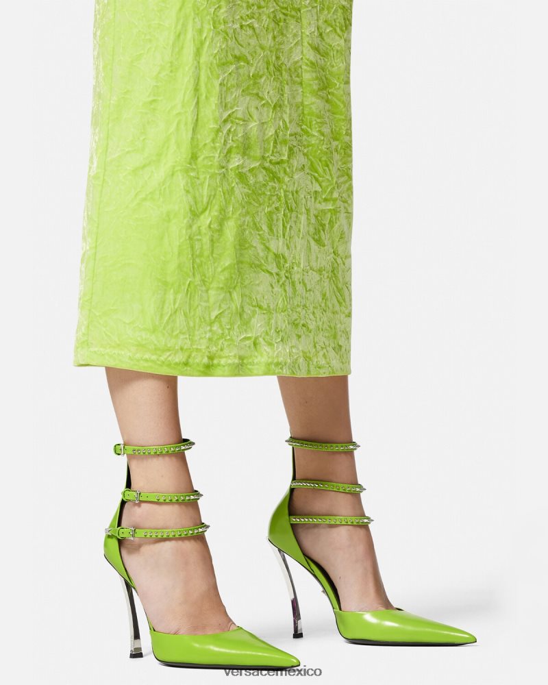Versace zapatos de tacón con punta de alfiler verde zapato mujer 84626J401