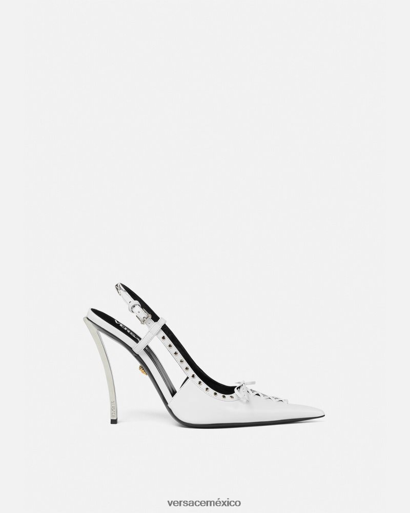 Versace zapatos de tacón con tira trasera y cordones blanco zapato mujer 84626J383