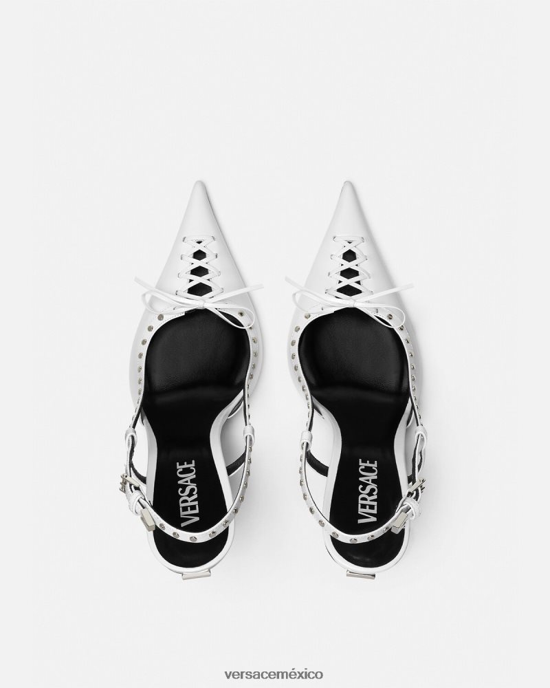 Versace zapatos de tacón con tira trasera y cordones blanco zapato mujer 84626J383