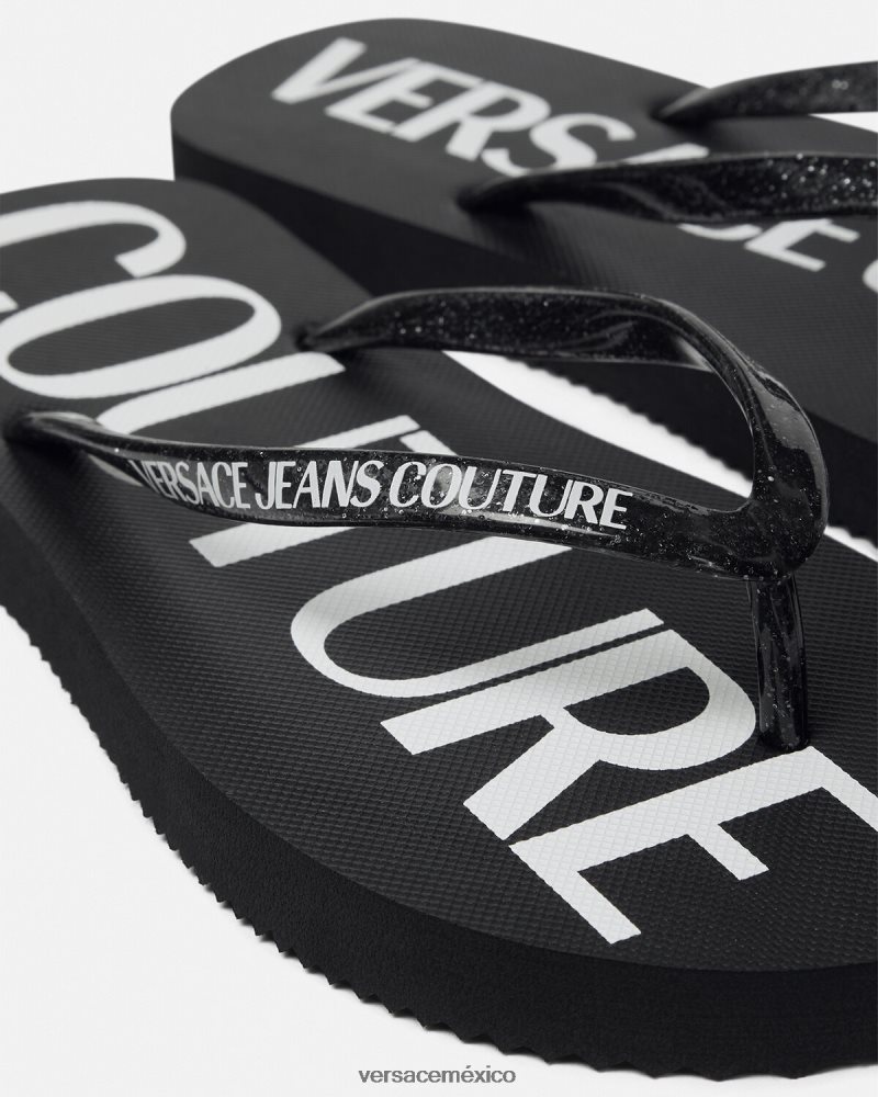 Versace chanclas con logo negro y estampado zapato mujer 84626J2286