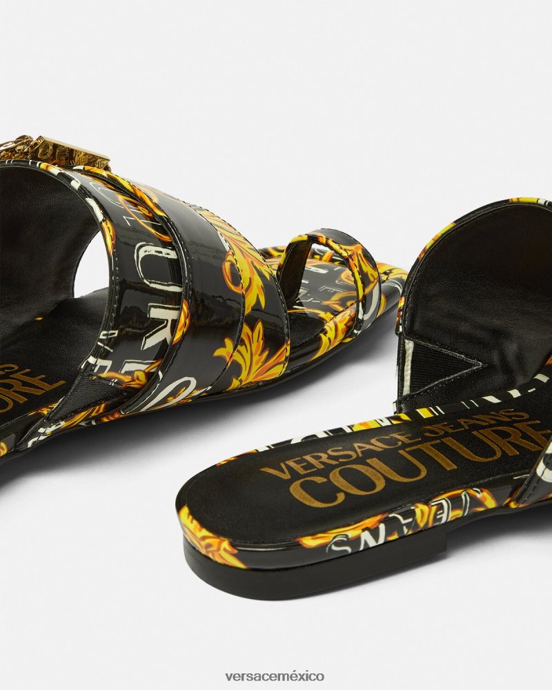 Versace mules Millie de alta costura con logo oro negro zapato mujer 84626J2300