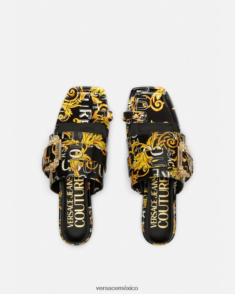 Versace mules Millie de alta costura con logo oro negro zapato mujer 84626J2300
