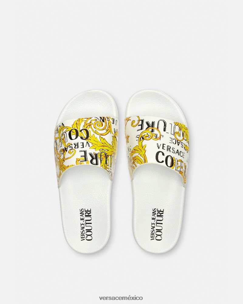 Versace chanclas Shelly de alta costura con logo oro y blanco zapato mujer 84626J2309