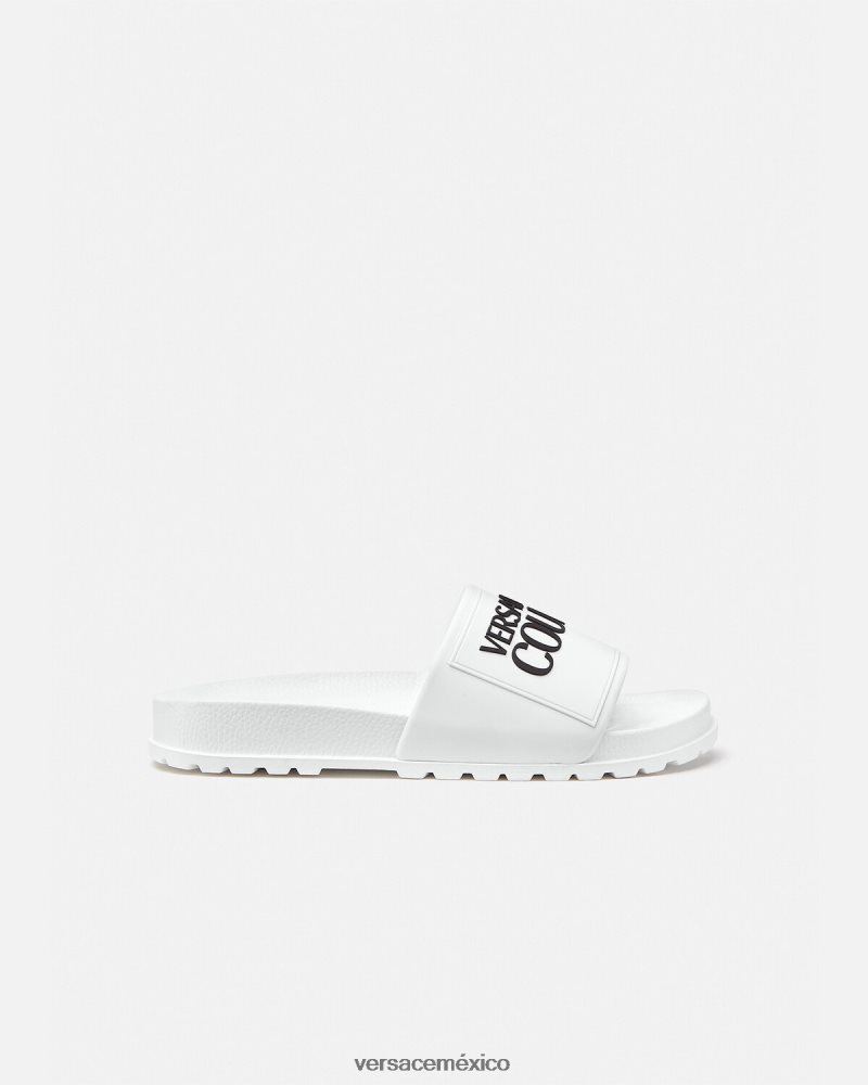 Versace chanclas de goma con logo blanco zapato mujer 84626J2312