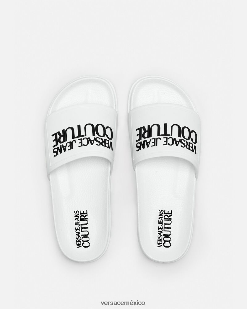 Versace chanclas de goma con logo blanco zapato mujer 84626J2312