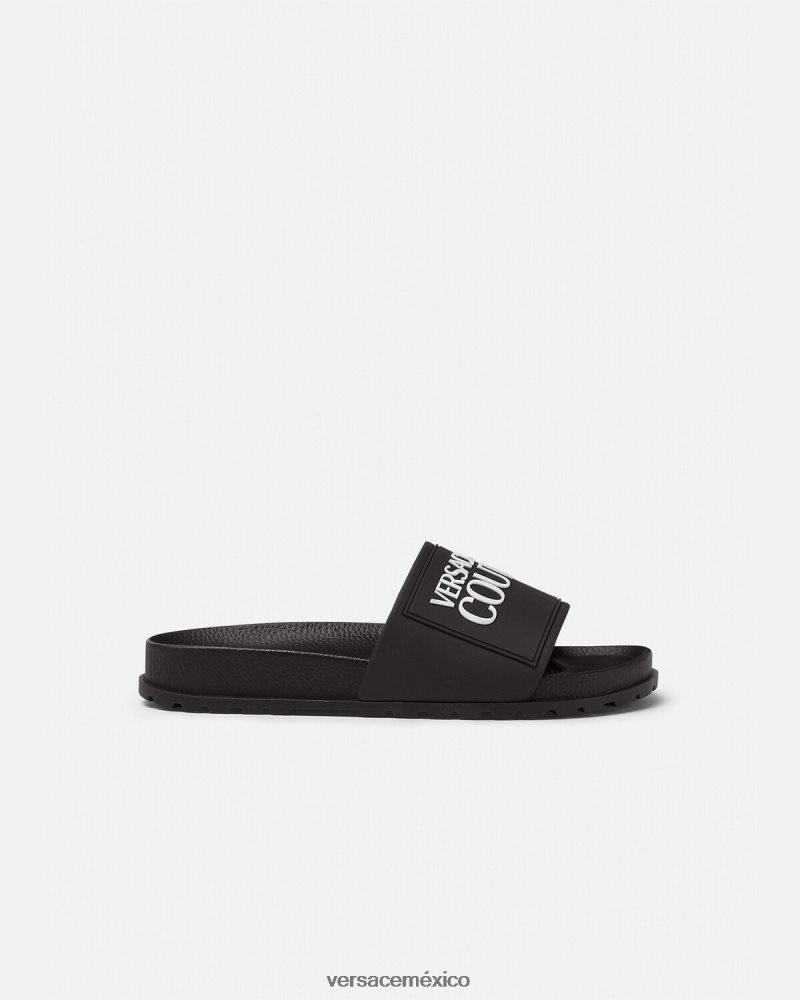 Versace chanclas de goma con logo negro zapato mujer 84626J2290