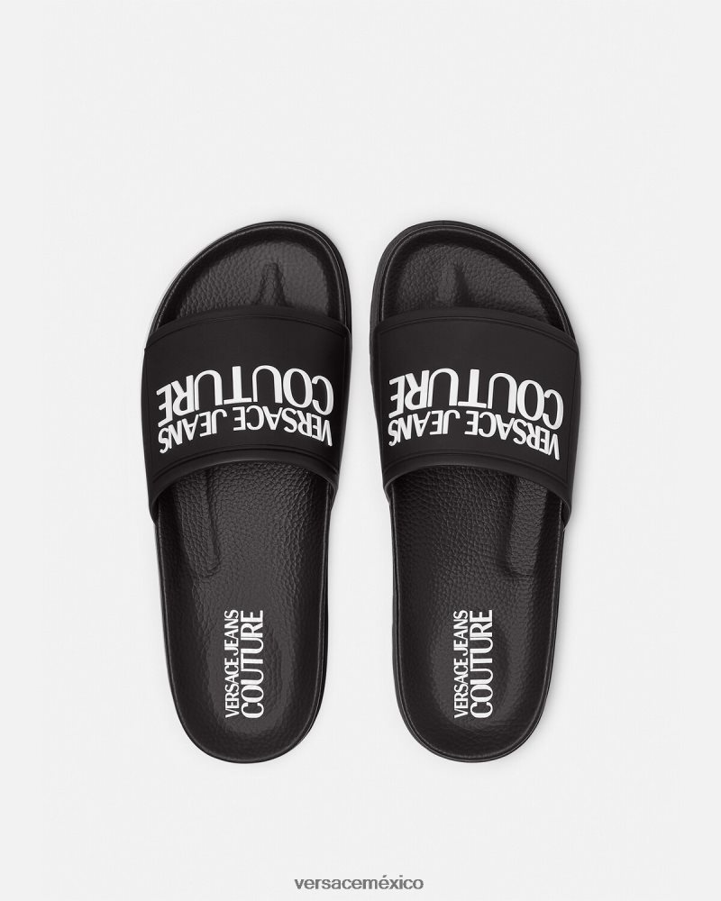 Versace chanclas de goma con logo negro zapato mujer 84626J2290