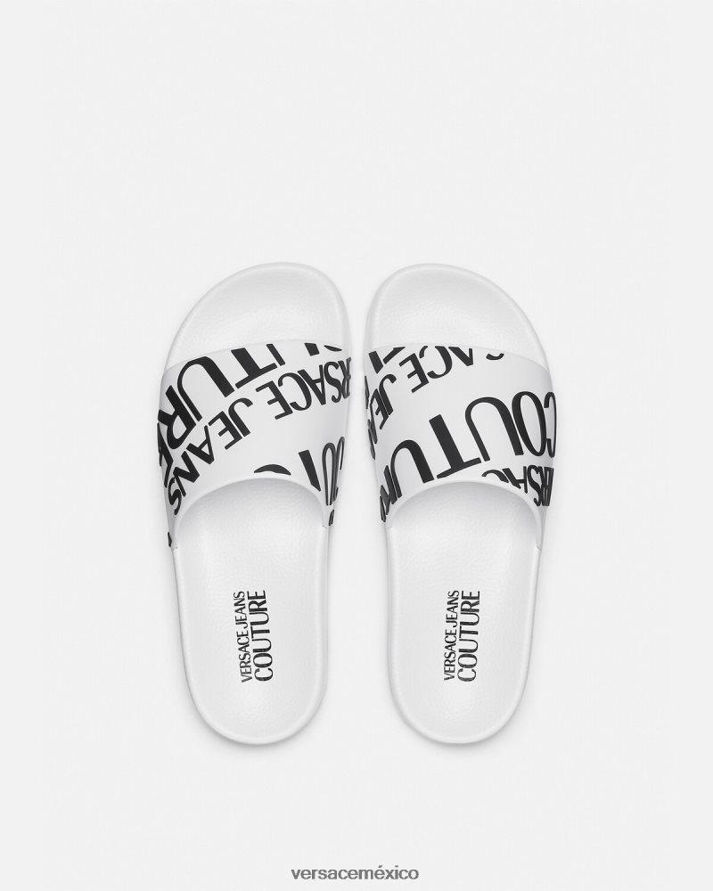 Versace diapositivas con logo blanco zapato mujer 84626J2261