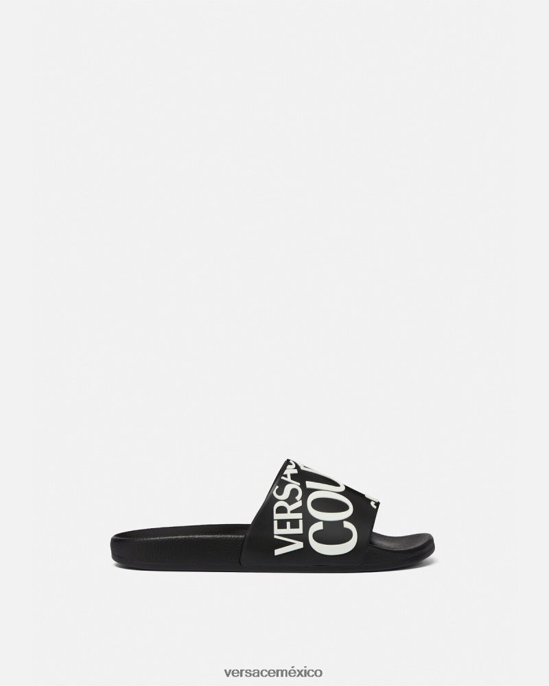Versace diapositivas con logo negro zapato mujer 84626J2262