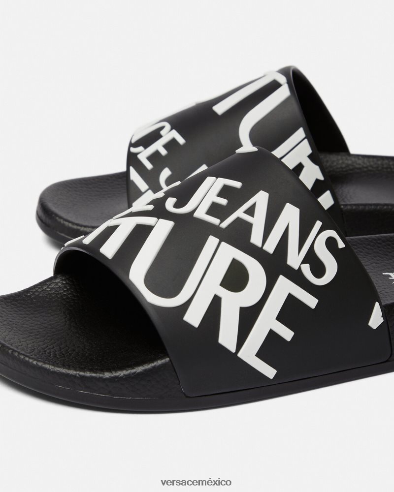 Versace diapositivas con logo negro zapato mujer 84626J2262