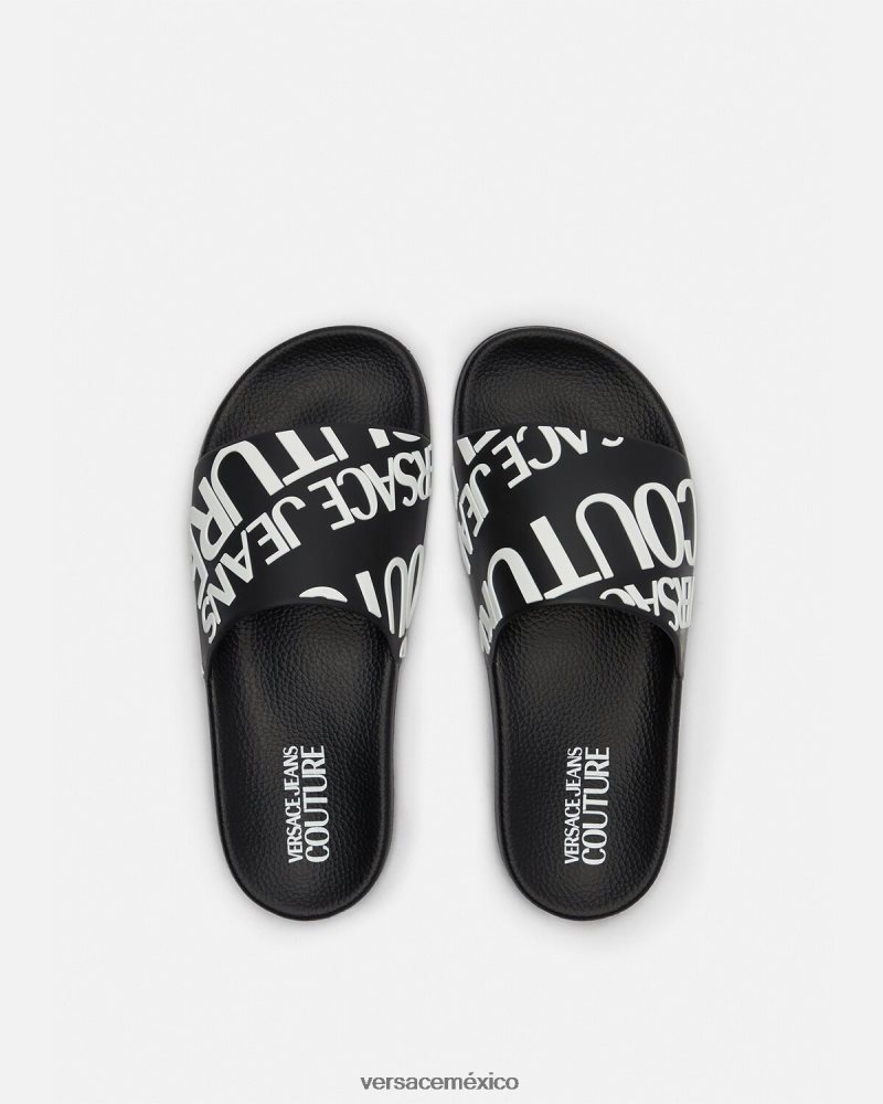 Versace diapositivas con logo negro zapato mujer 84626J2262