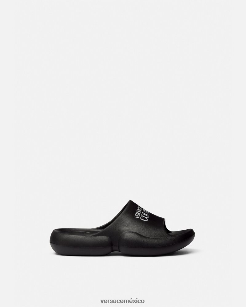Versace diapositivas de etiqueta negro zapato mujer 84626J2268
