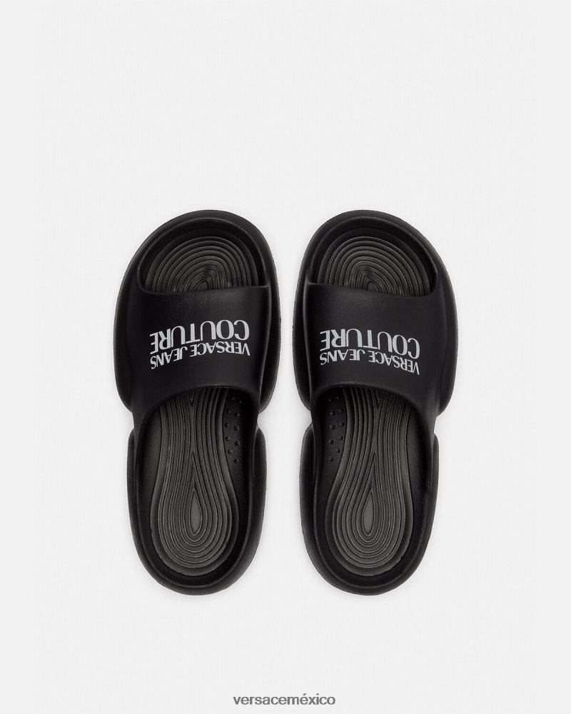 Versace diapositivas de etiqueta negro zapato mujer 84626J2268