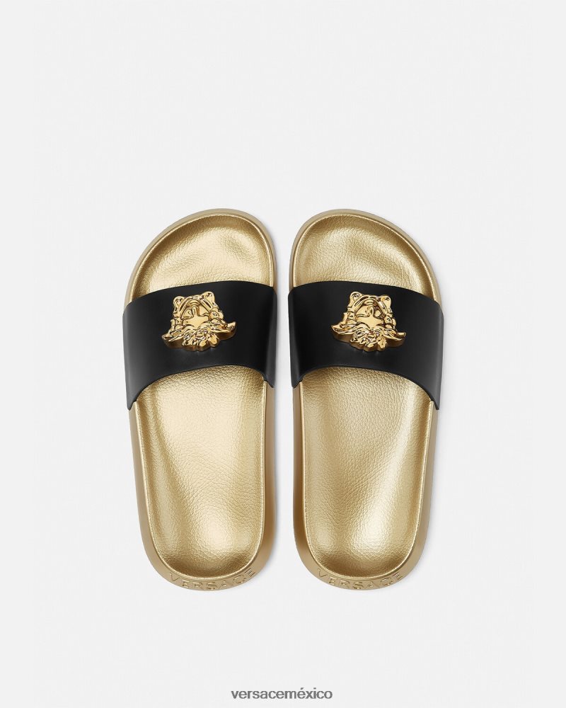 Versace diapositivas de la medusa negro zapato mujer 84626J452