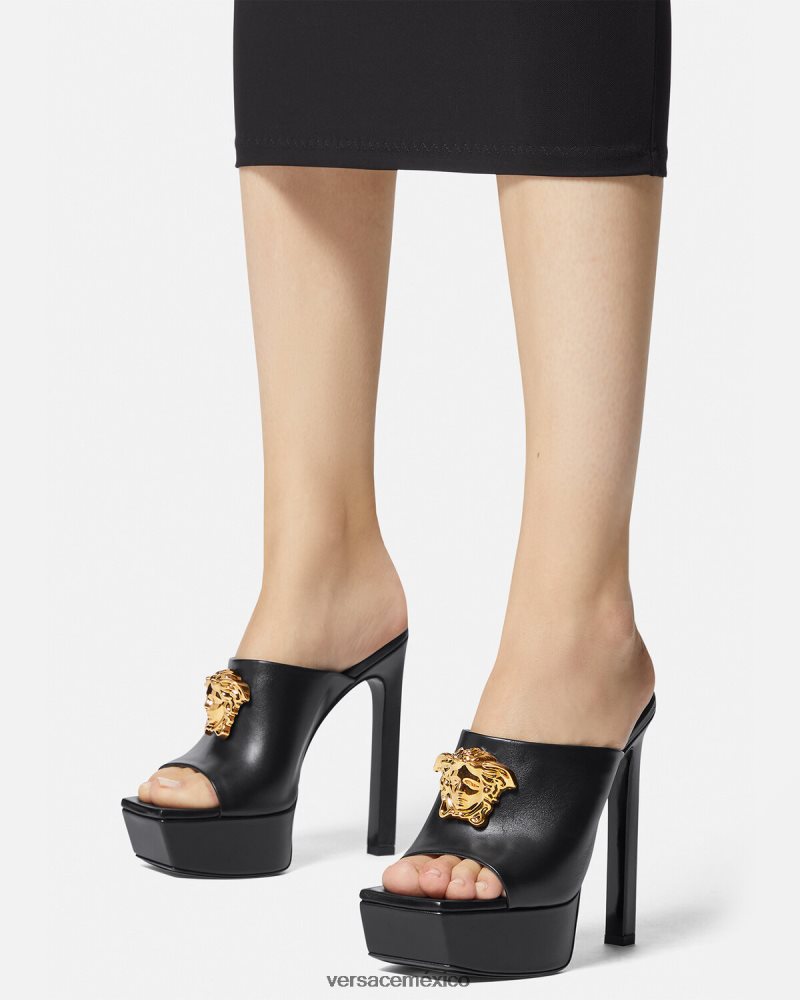 Versace mules con plataforma la medusa negro zapato mujer 84626J448