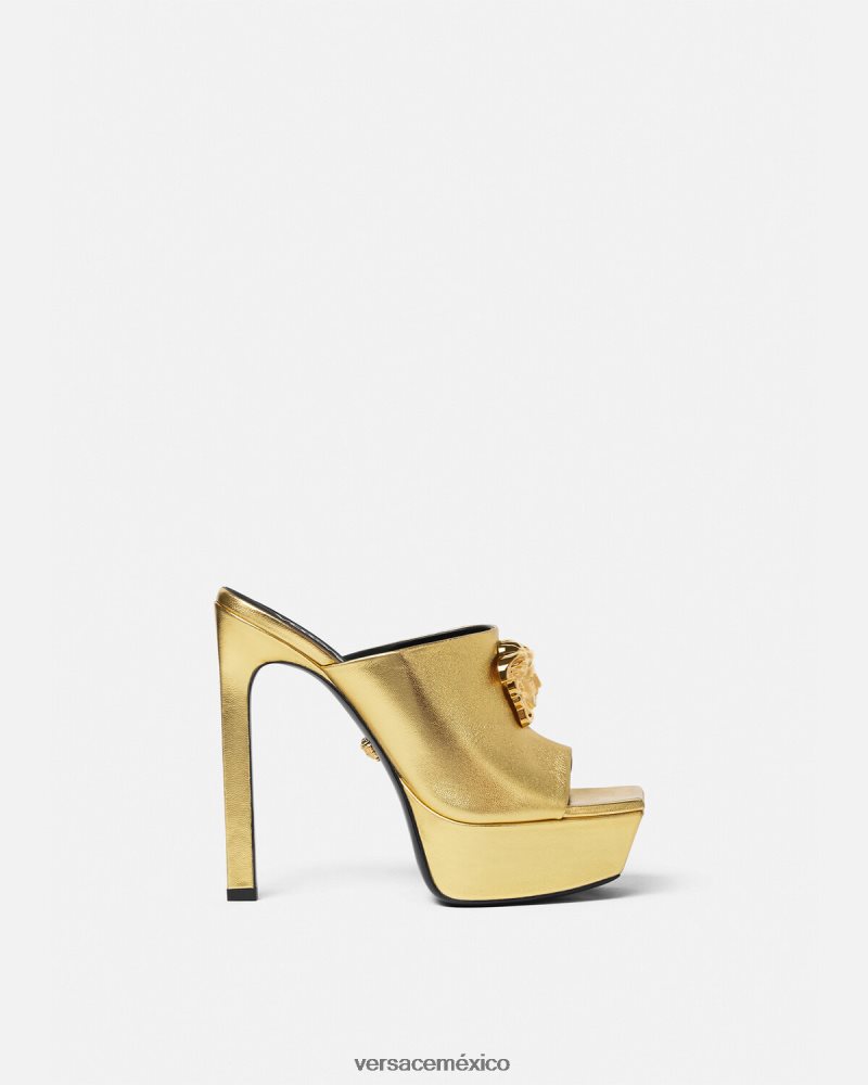 Versace mules con plataforma la medusa oro zapato mujer 84626J466