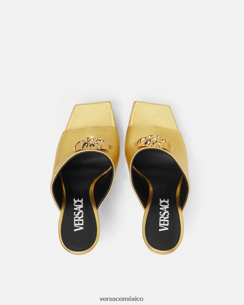 Versace mules con plataforma la medusa oro zapato mujer 84626J466