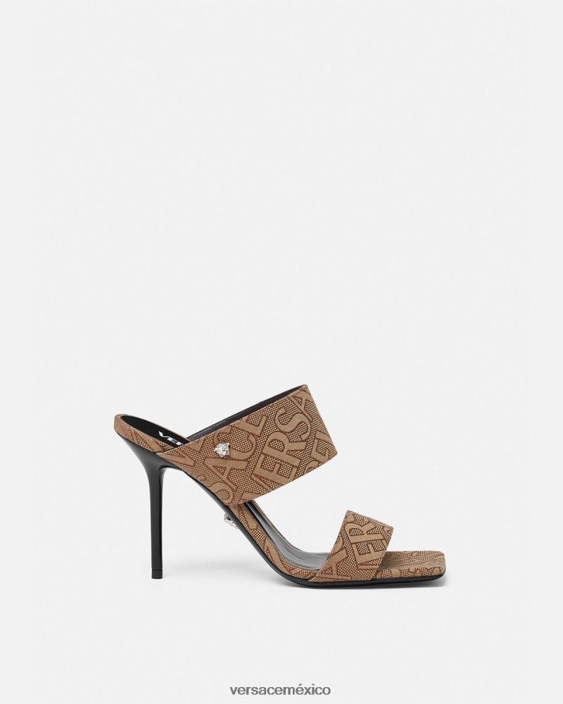 Versace mules con tacón alto integral marrón zapato mujer 84626J439