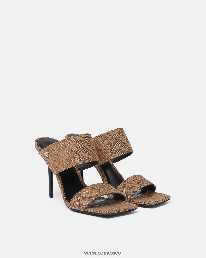 Versace mules con tacón alto integral marrón zapato mujer 84626J439