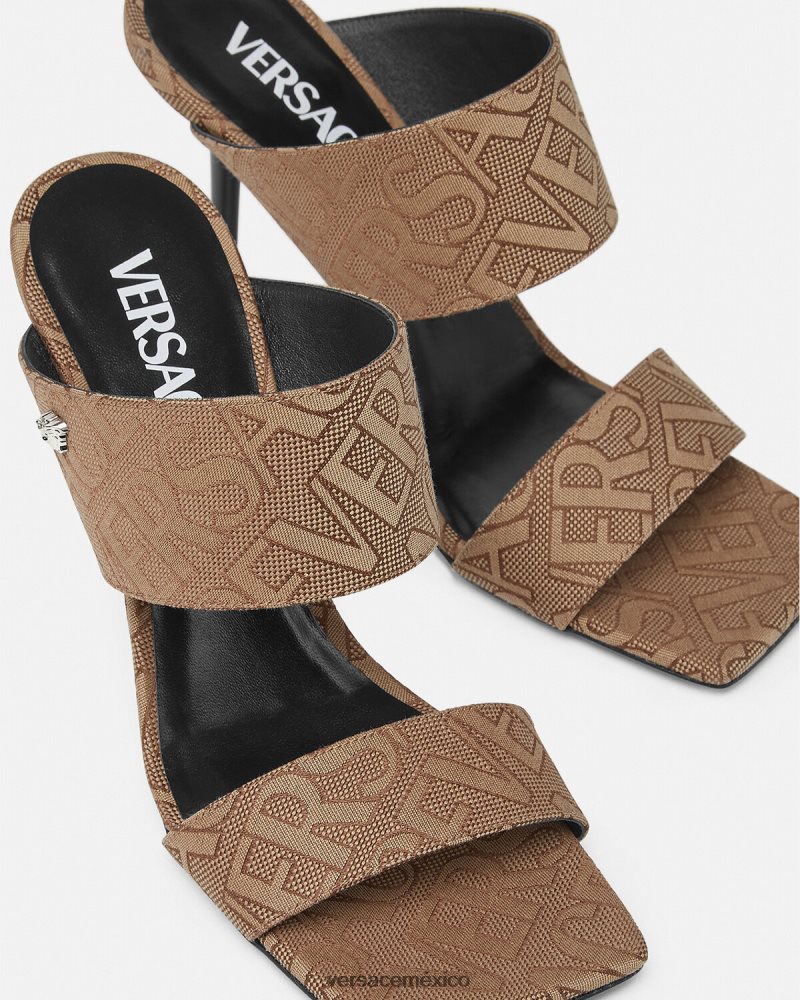Versace mules con tacón alto integral marrón zapato mujer 84626J439