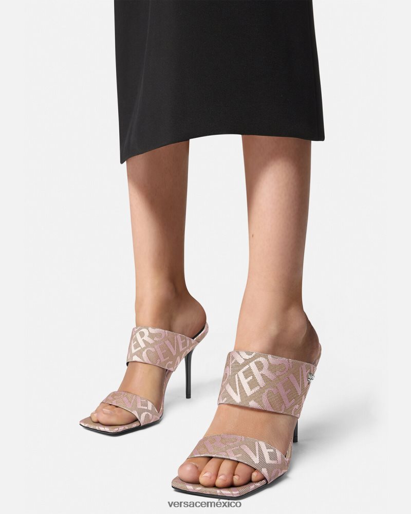 Versace mules con tacón alto integral rosa zapato mujer 84626J440