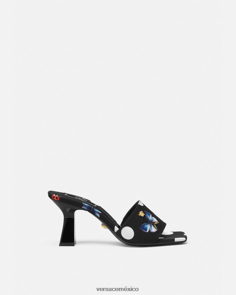Versace mules de lona con mariposas imprimir zapato mujer 84626J432