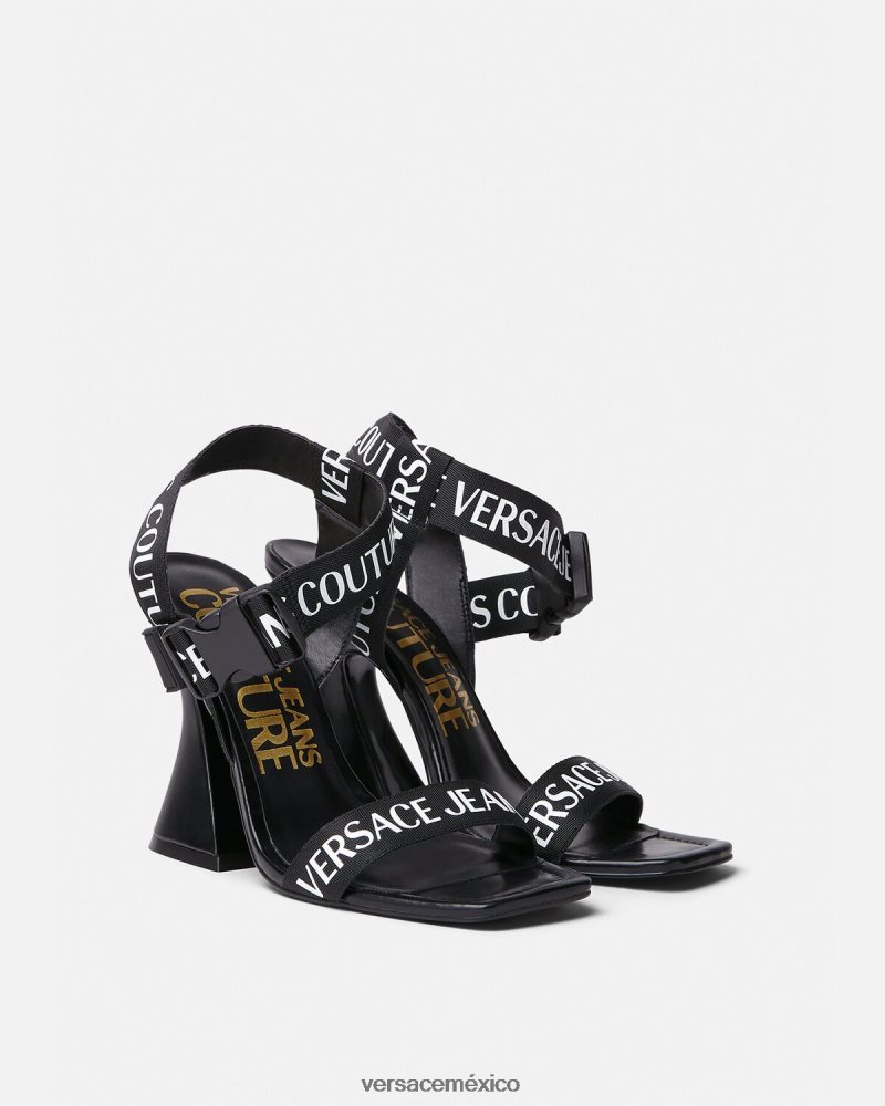 Versace sandalias Kirsten con logo negro zapato mujer 84626J2291