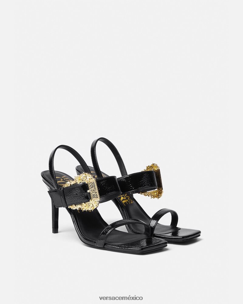 Versace sandalias destalonadas emily barrocas negro zapato mujer 84626J2257