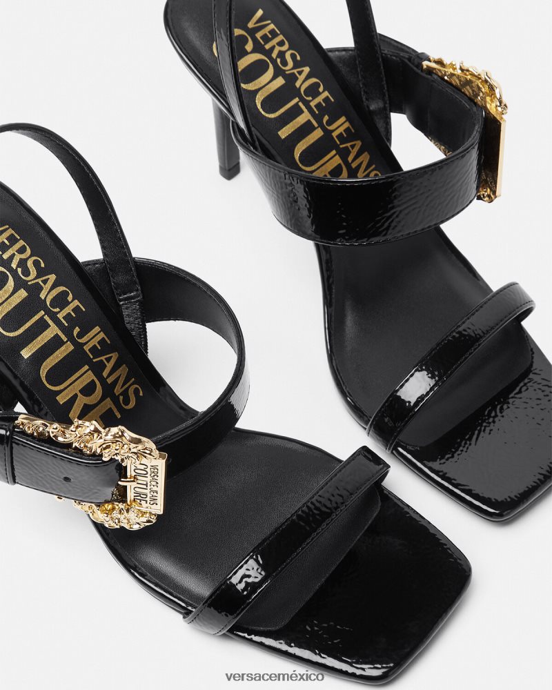 Versace sandalias destalonadas emily barrocas negro zapato mujer 84626J2257