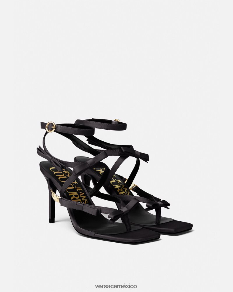 Versace sandalias emily con lazo negro zapato mujer 84626J2283