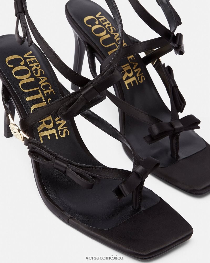Versace sandalias emily con lazo negro zapato mujer 84626J2283