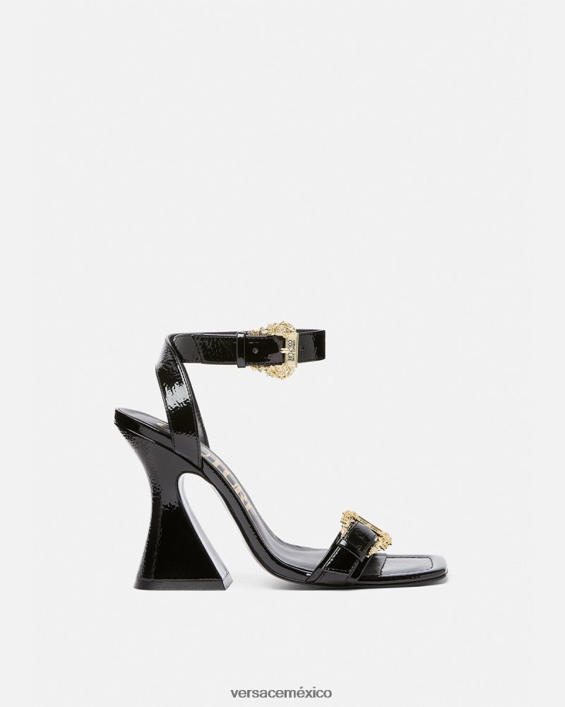Versace sandalias kirsten con hebilla barroca negro zapato mujer 84626J2293