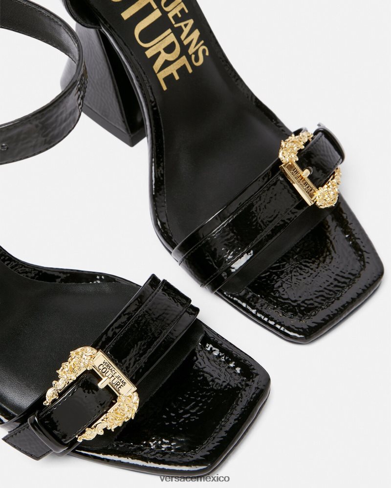 Versace sandalias kirsten con hebilla barroca negro zapato mujer 84626J2293