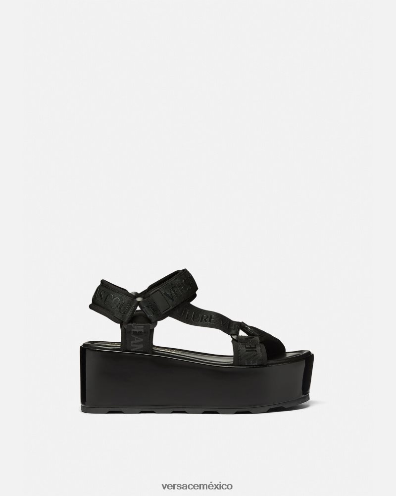 Versace sandalias mallory con plataforma y logo negro zapato mujer 84626J2294