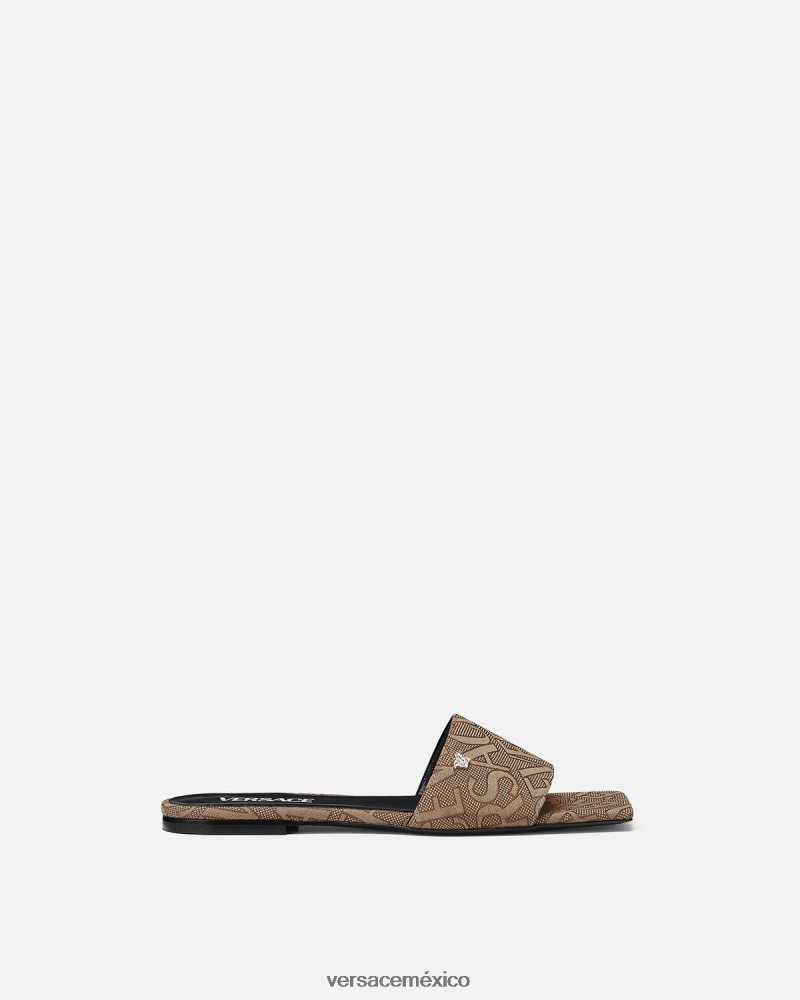 Versace sandalias planas integrales marrón zapato mujer 84626J451