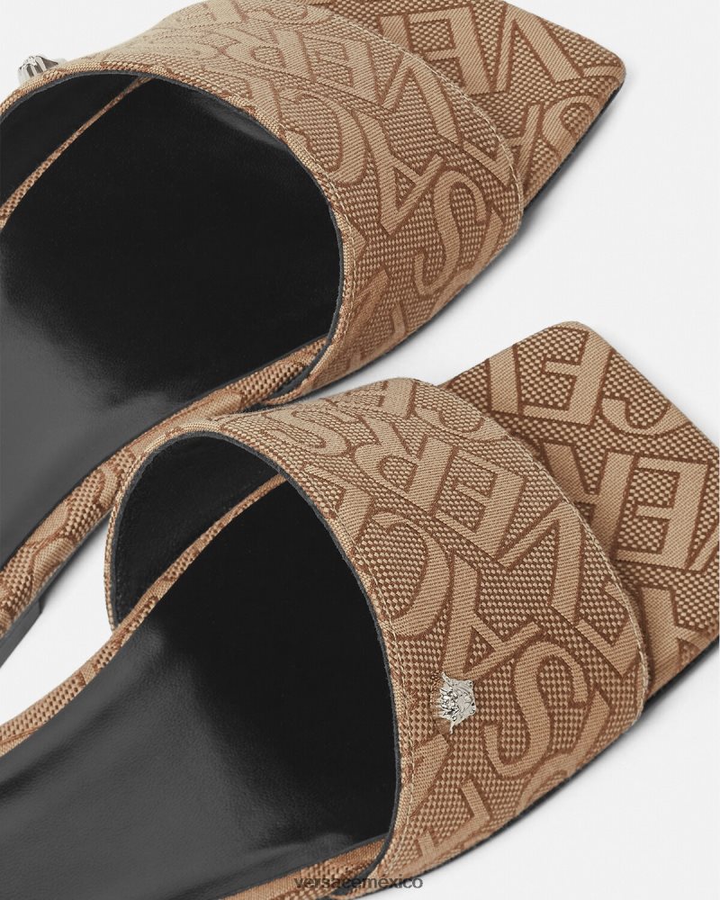 Versace sandalias planas integrales marrón zapato mujer 84626J451