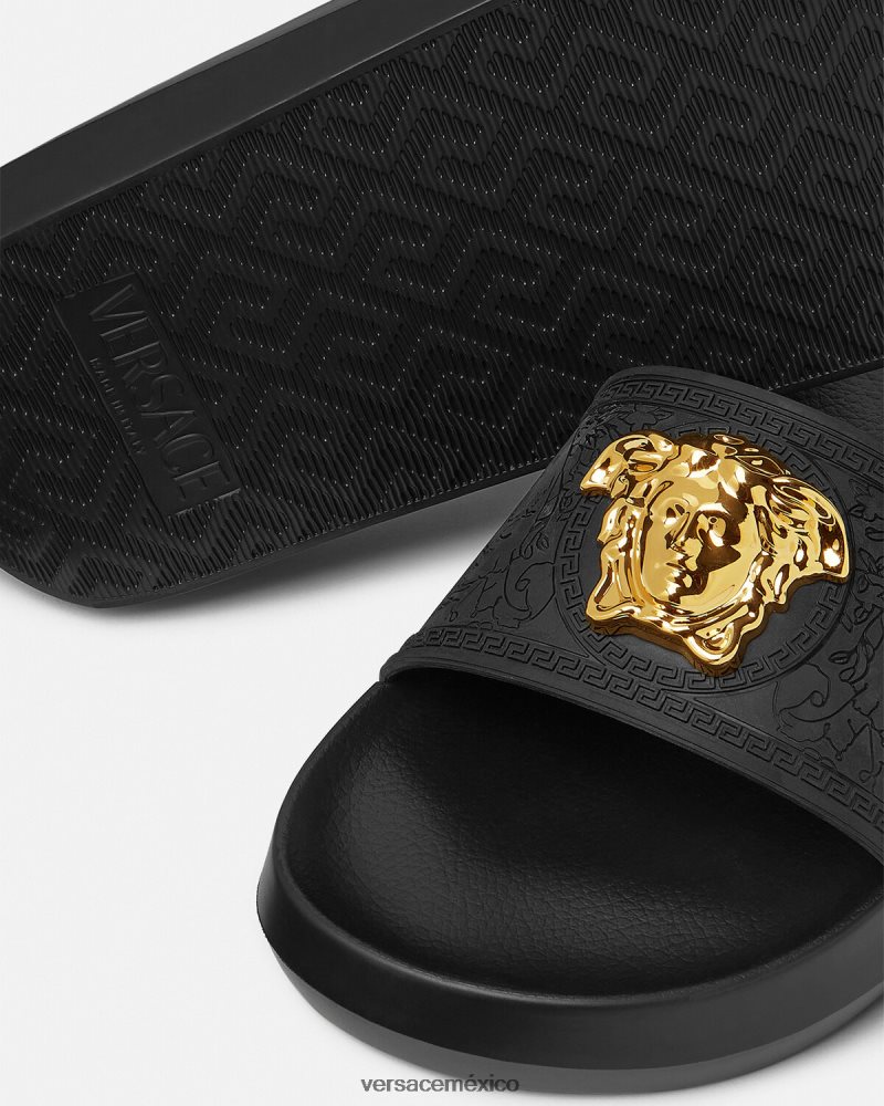 Versace toboganes palazzo negro zapato mujer 84626J457