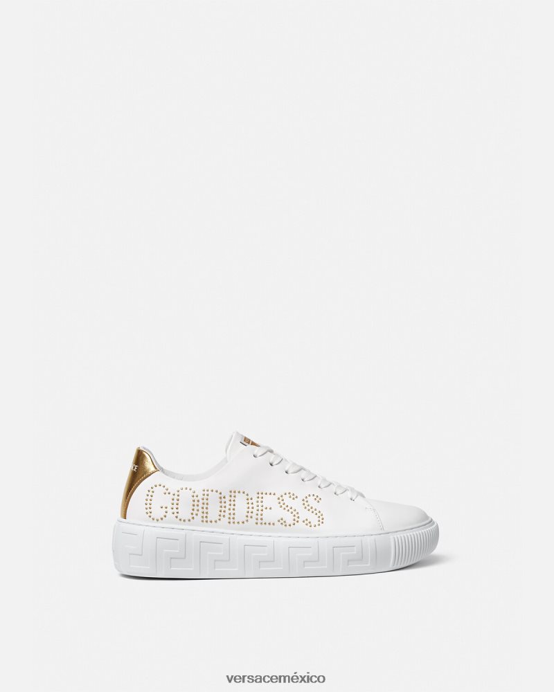 Versace zapatillas con greca diosa blanco zapato mujer 84626J510