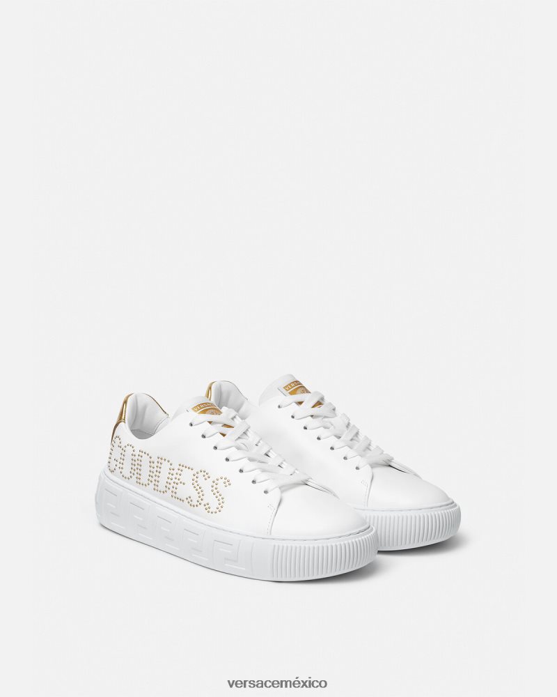 Versace zapatillas con greca diosa blanco zapato mujer 84626J510