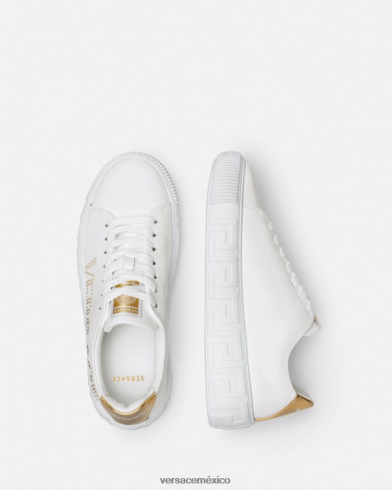 Versace zapatillas con greca diosa blanco zapato mujer 84626J510