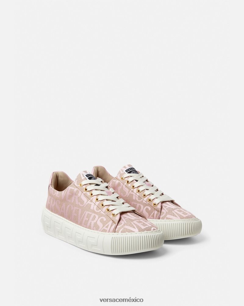 Versace zapatillas con greca en toda la prenda rosa y estampado zapato mujer 84626J499