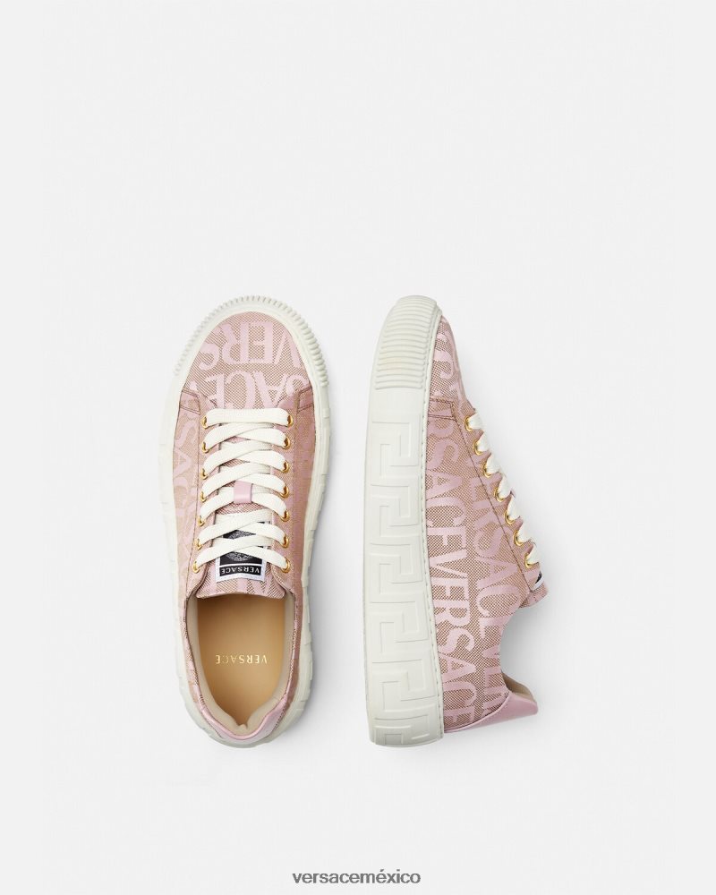 Versace zapatillas con greca en toda la prenda rosa y estampado zapato mujer 84626J499