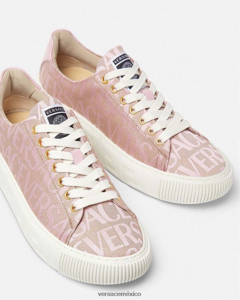 Versace zapatillas con greca en toda la prenda rosa y estampado zapato mujer 84626J499