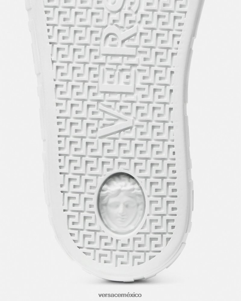 Versace zapatillas con grecas Oro blanco zapato mujer 84626J501